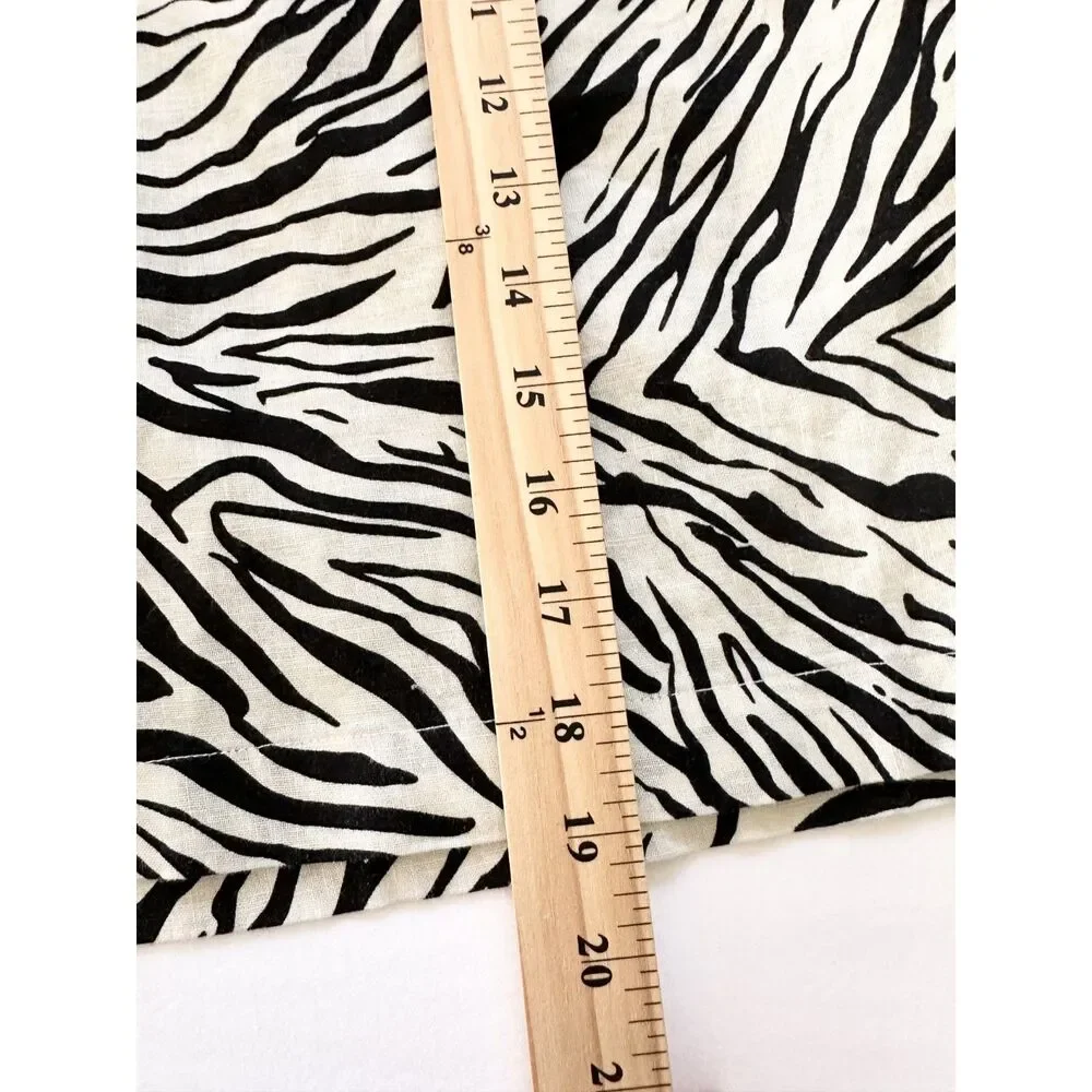 Cynthia Rowley Zebra Print Linen Shorts Womens US 12 Elastic Waist Drawstring